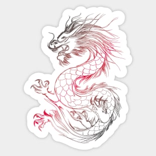 Red and black Chinese dragon Sticker